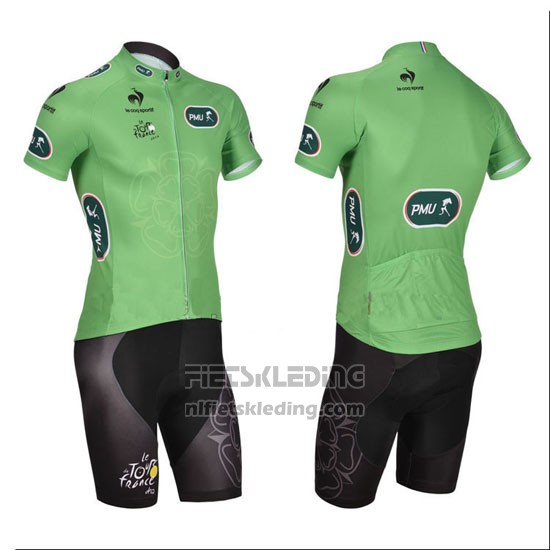 2014 Fietskleding Tour de France Groen Korte Mouwen en Koersbroek